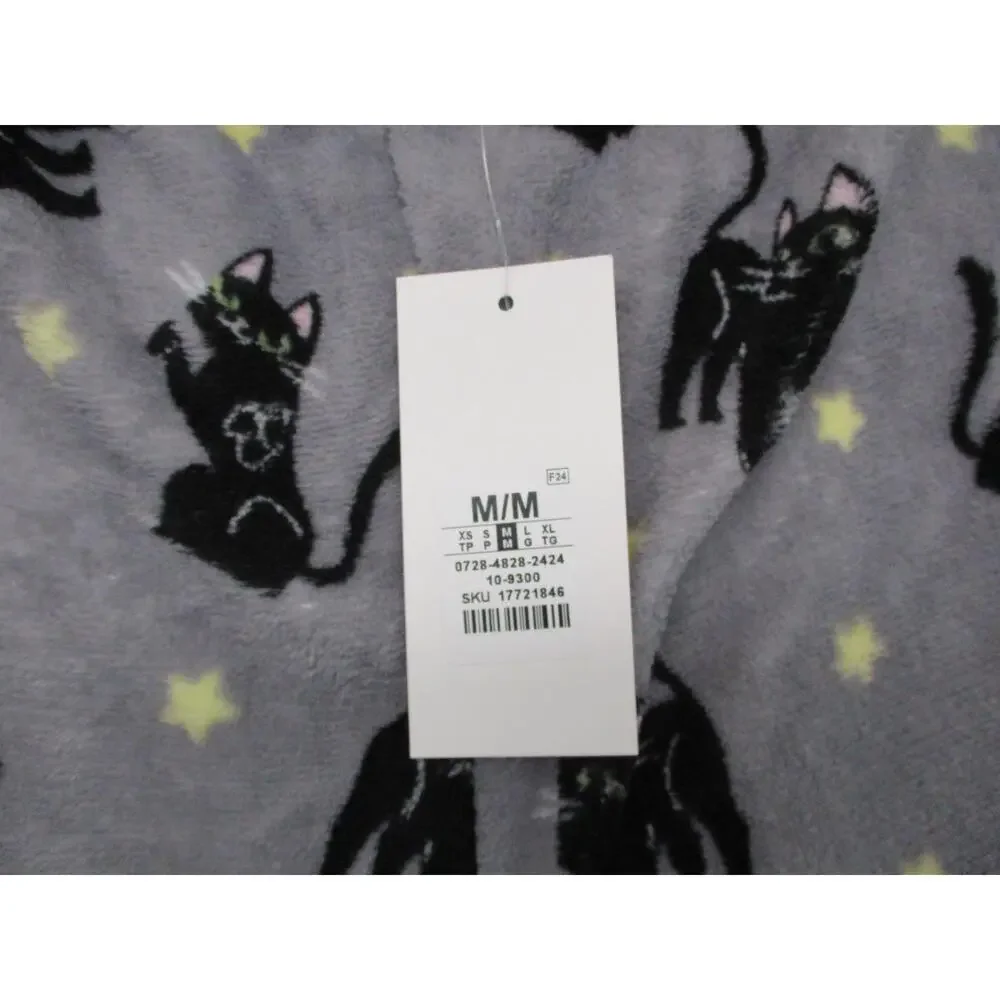 Weekend Edition NWT Gray Cat Print Cozy Elastic Cuff‎ Pajama Pants Unisex Size M